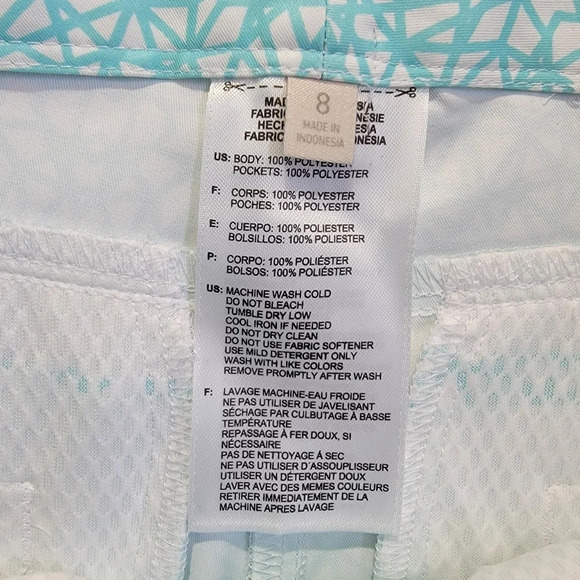 Adidas Golf Shorts Size 8 Mid Rise 7" Inseam Double Snap Waist Blue & White - Picture 5 of 8